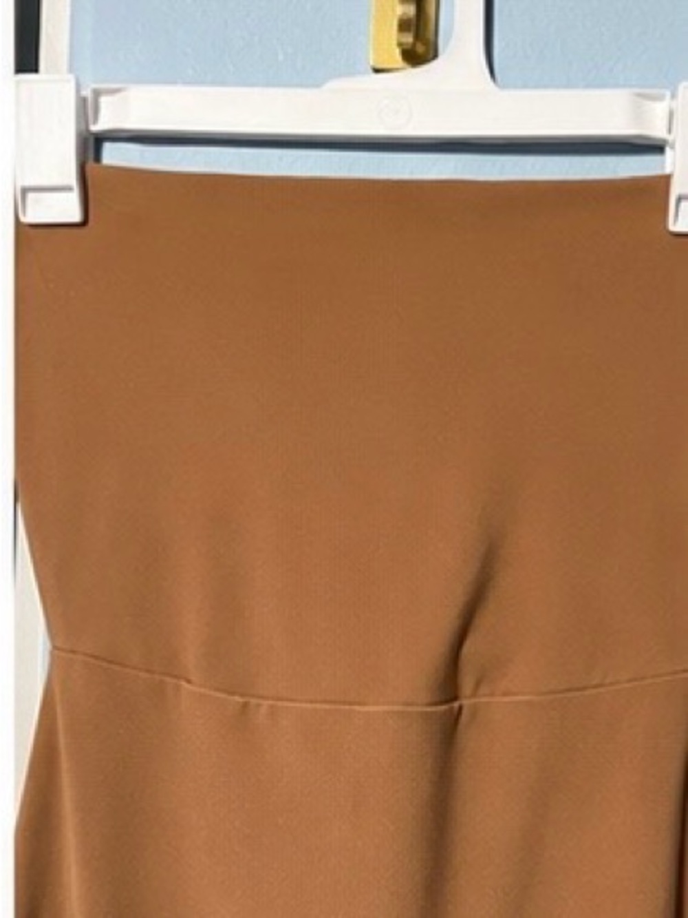 Norma Kamali Strapless Bodycon Pencil Dress – Camel Brown - Picture 5 of 12